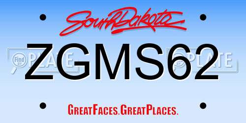 ZGMS62 South Dakota License Plate