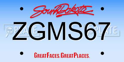 ZGMS67 South Dakota License Plate