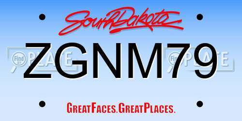 ZGNM79 South Dakota License Plate