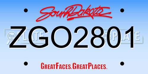 ZGO2801 South Dakota License Plate