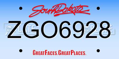 ZGO6928 South Dakota License Plate