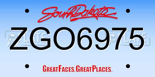 ZGO6975 South Dakota License Plate
