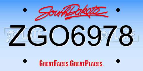 ZGO6978 South Dakota License Plate