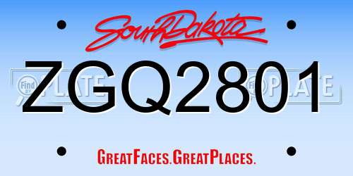 ZGQ2801 South Dakota License Plate