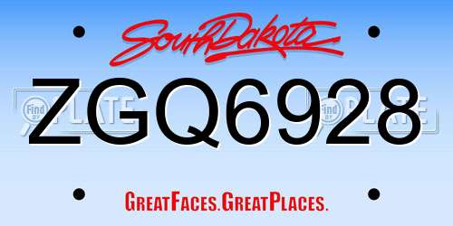 ZGQ6928 South Dakota License Plate