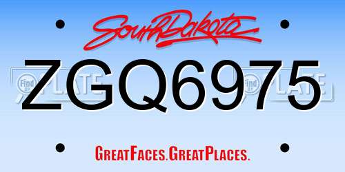 ZGQ6975 South Dakota License Plate