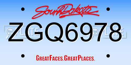 ZGQ6978 South Dakota License Plate