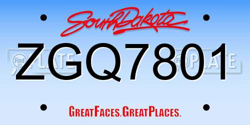 ZGQ7801 South Dakota License Plate