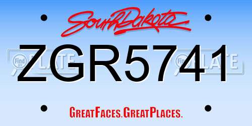 ZGR5741 South Dakota License Plate