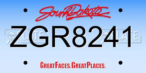 ZGR8241 South Dakota License Plate