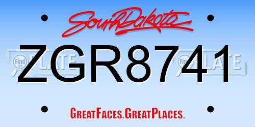 ZGR8741 South Dakota License Plate