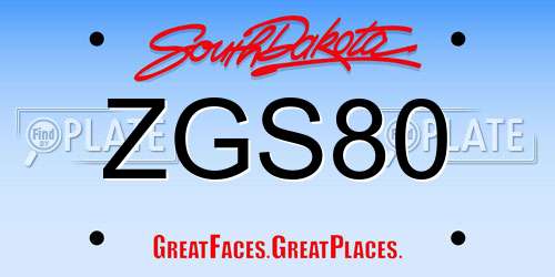 ZGS80 South Dakota License Plate