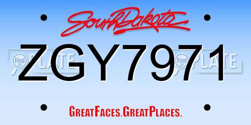 ZGY7971 South Dakota License Plate