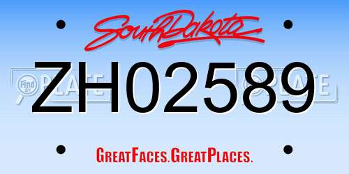 ZH02589 South Dakota License Plate