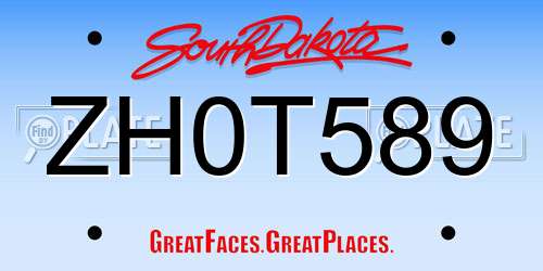 ZH0T589 South Dakota License Plate
