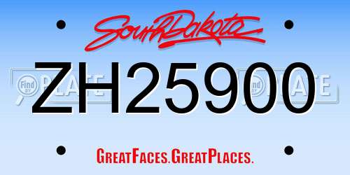 ZH25900 South Dakota License Plate