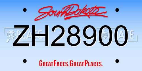 ZH28900 South Dakota License Plate