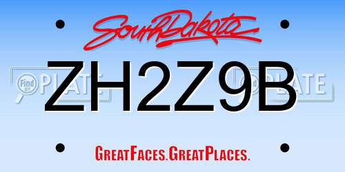 ZH2Z9B South Dakota License Plate