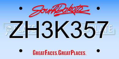 ZH3K357 South Dakota License Plate