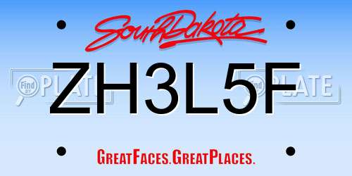 ZH3L5F South Dakota License Plate