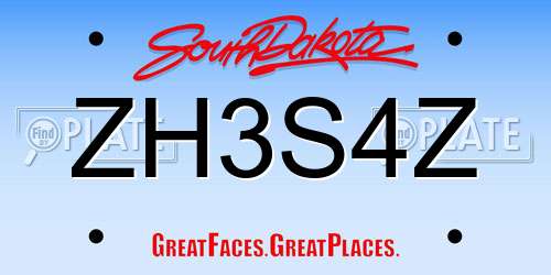 ZH3S4Z South Dakota License Plate