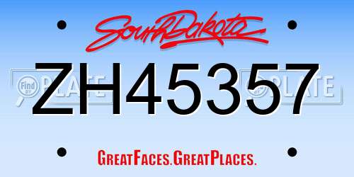 ZH45357 South Dakota License Plate