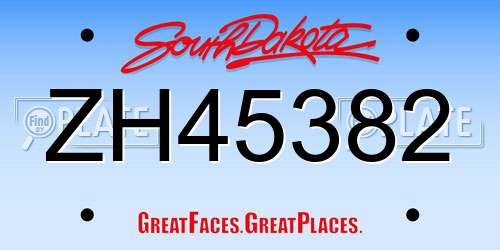 ZH45382 South Dakota License Plate
