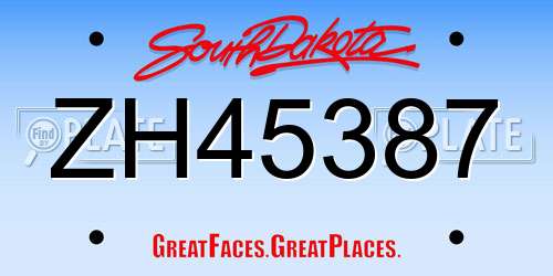 ZH45387 South Dakota License Plate
