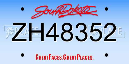 ZH48352 South Dakota License Plate