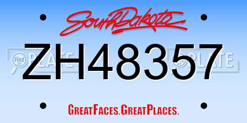 ZH48357 South Dakota License Plate