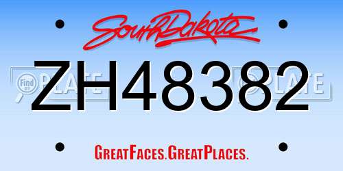 ZH48382 South Dakota License Plate