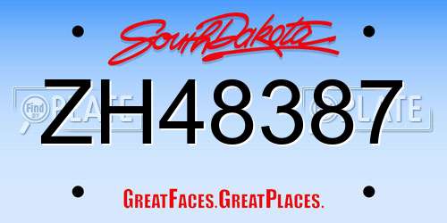 ZH48387 South Dakota License Plate