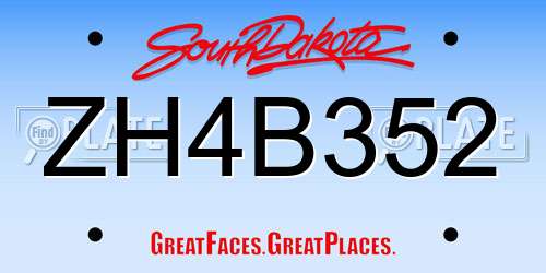 ZH4B352 South Dakota License Plate