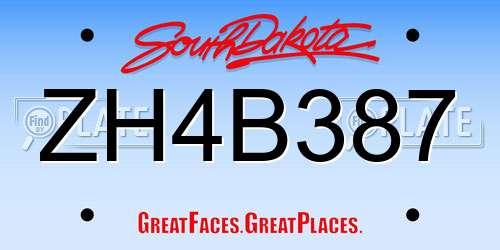 ZH4B387 South Dakota License Plate
