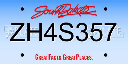 ZH4S357 South Dakota License Plate