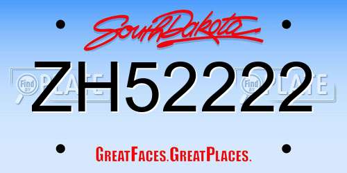 ZH52222 South Dakota License Plate