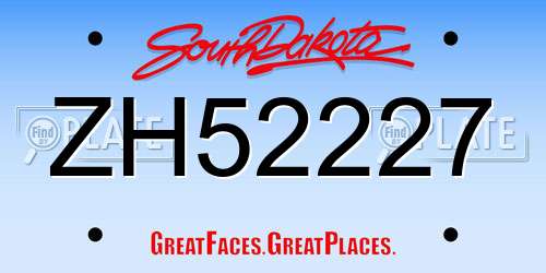 ZH52227 South Dakota License Plate