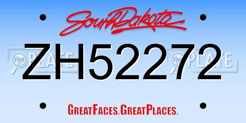 ZH52272 South Dakota License Plate