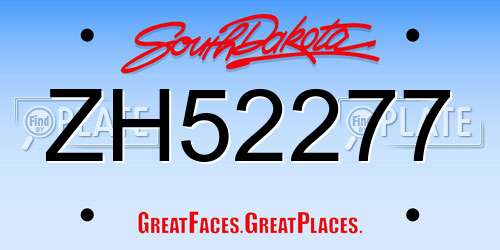 ZH52277 South Dakota License Plate