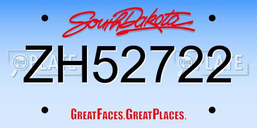 ZH52722 South Dakota License Plate