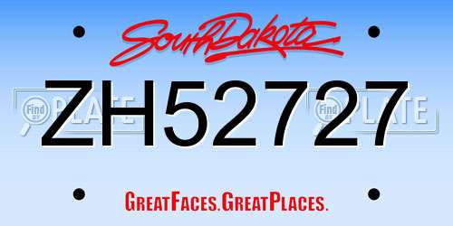 ZH52727 South Dakota License Plate