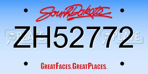 ZH52772 South Dakota License Plate