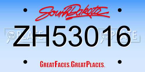 ZH53016 South Dakota License Plate