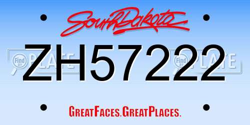 ZH57222 South Dakota License Plate