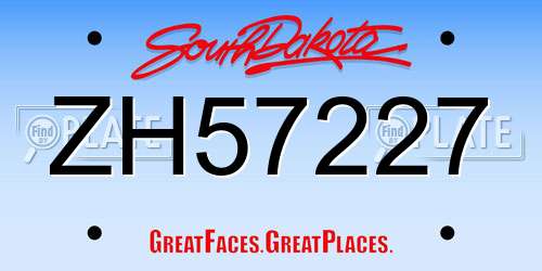 ZH57227 South Dakota License Plate