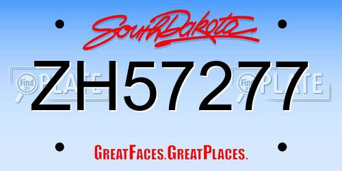 ZH57277 South Dakota License Plate