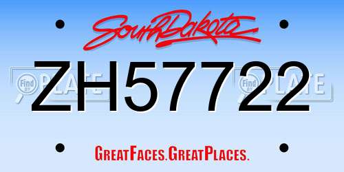 ZH57722 South Dakota License Plate