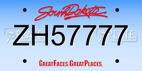 ZH57777 South Dakota License Plate