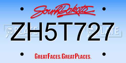 ZH5T727 South Dakota License Plate