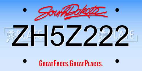 ZH5Z222 South Dakota License Plate